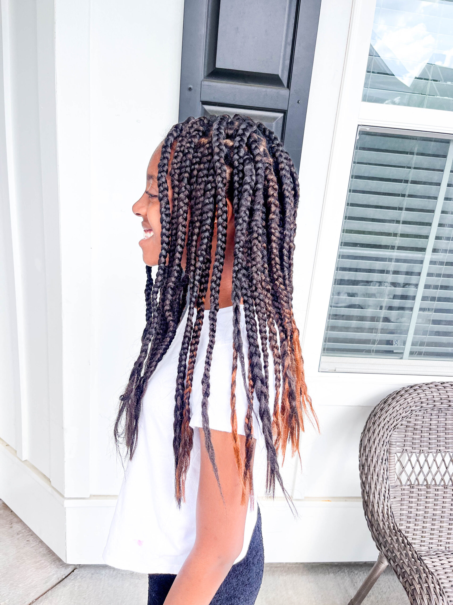 Box Braids With Brown Ombre Tips — Winter Hairstyles for Black Kids