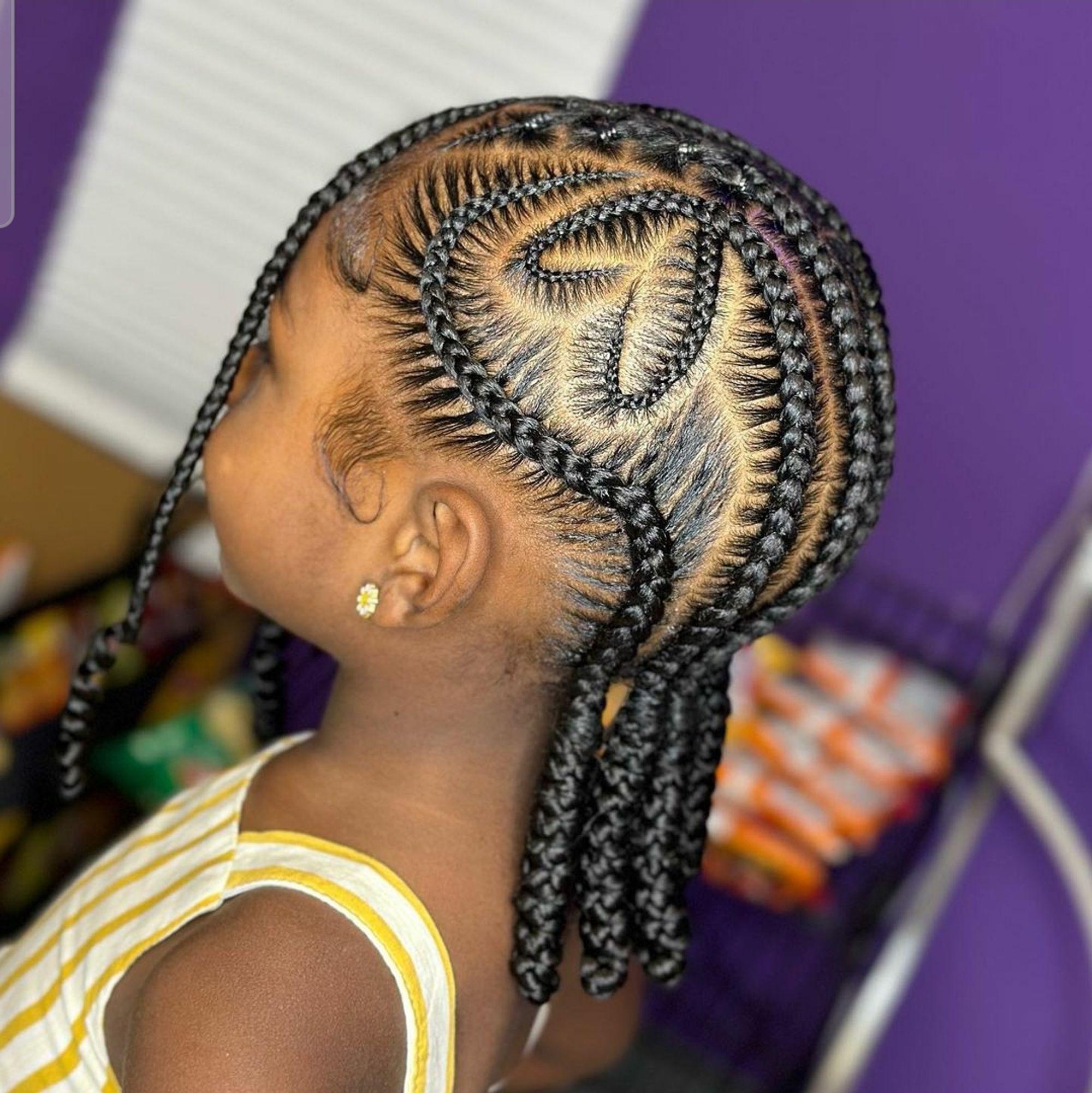 Cornrows Heart Shape With Braids — Winter Hairstyles for Black Kids