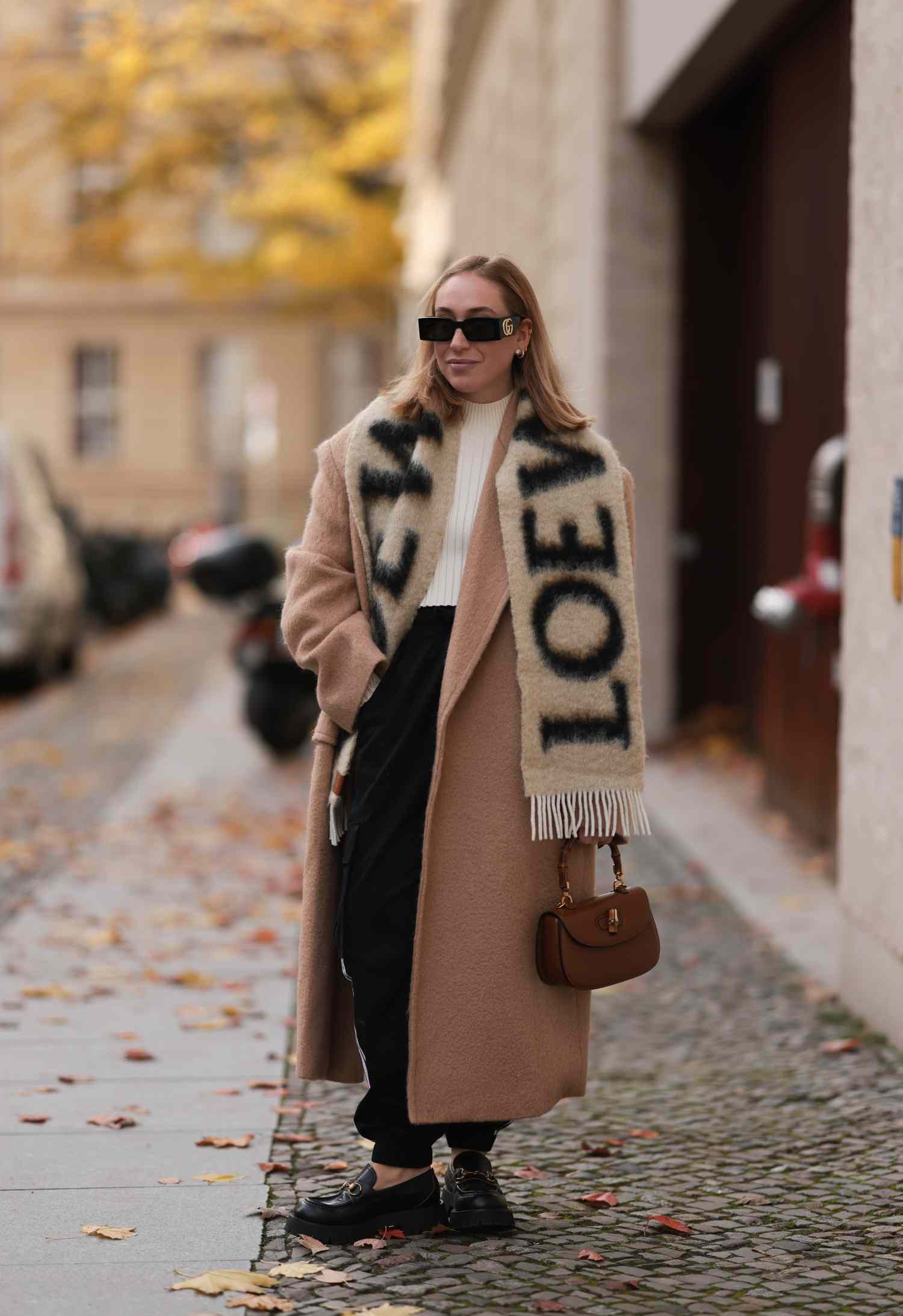 Elevated Neutrals with a Logo Scarf Elevated Neutrals with a Logo Scarf — Scarf Outfits