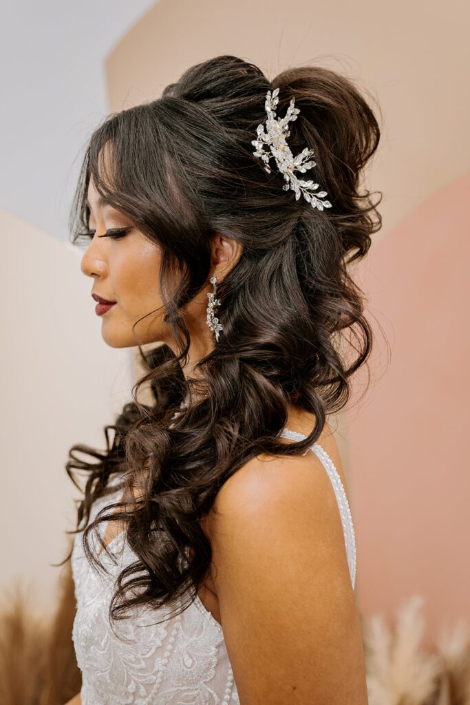 Side-Swept Bangs With Sparkling Accessory — Winter Half Up Half Down Hairstyles