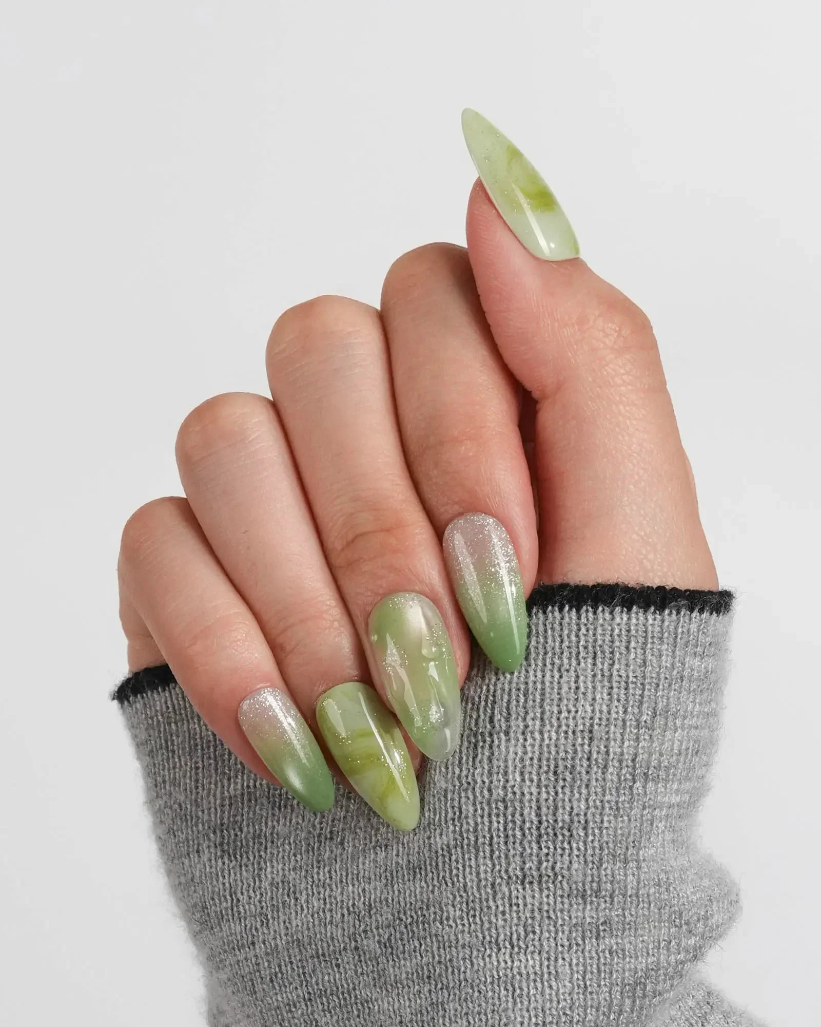 Marbled Green Jelly Stiletto Nails Marbled Green Jelly Stiletto Nails — Summer Jelly Nails 2027