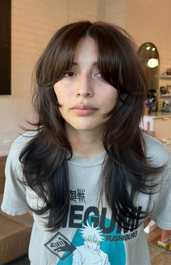 Mid-Back Wolf Cut With Full Fringe — Long Wolf Cut 2027