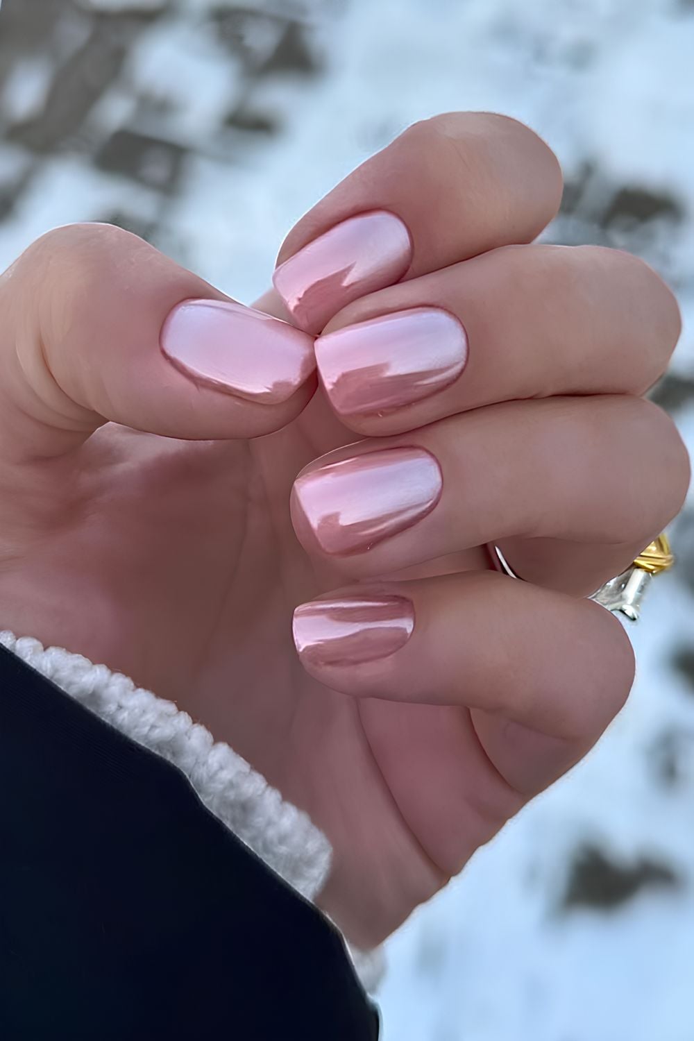 Chrome Metallic Visual Idea Chrome Metallic Visual Idea — Short Winter Nails