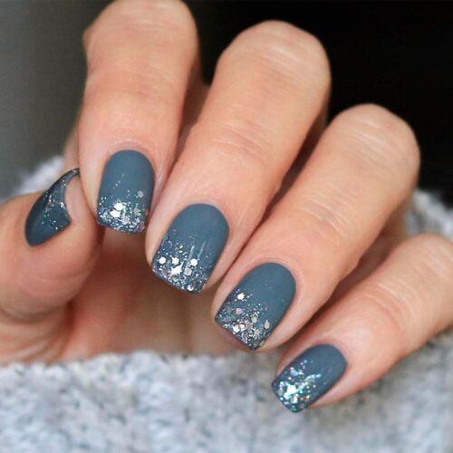 Deep Matte Gray Glitter French Tip Nails Deep Matte Gray Glitter French Tip Nails — Winter Gray Nails