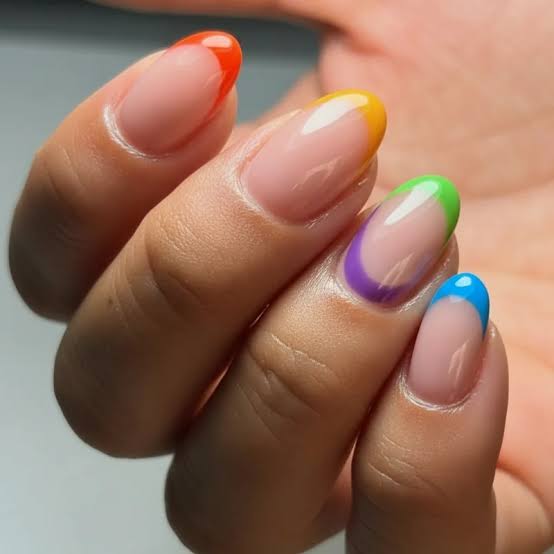 Rainbow French Tips Rainbow French Tips — French Nail Designs