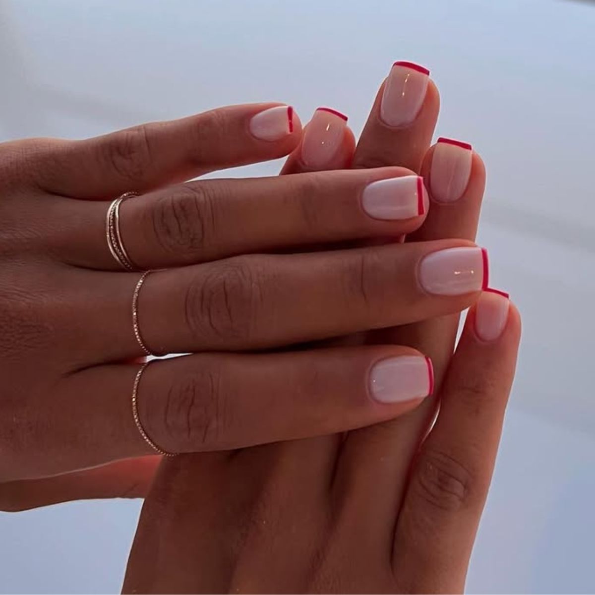 Nude Base Red French Tips Nude Base Red French Tips — French Nail Designs