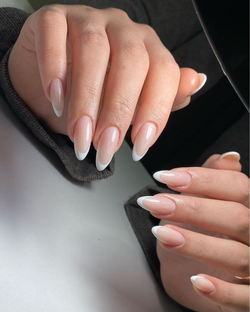 Long Almond Sharp French Long Almond Sharp French — French Nail Designs