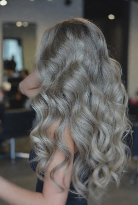 Smooth Fabric Wavy Ash Blonde Hair with Black Tank Top — Blonde Hair Colour