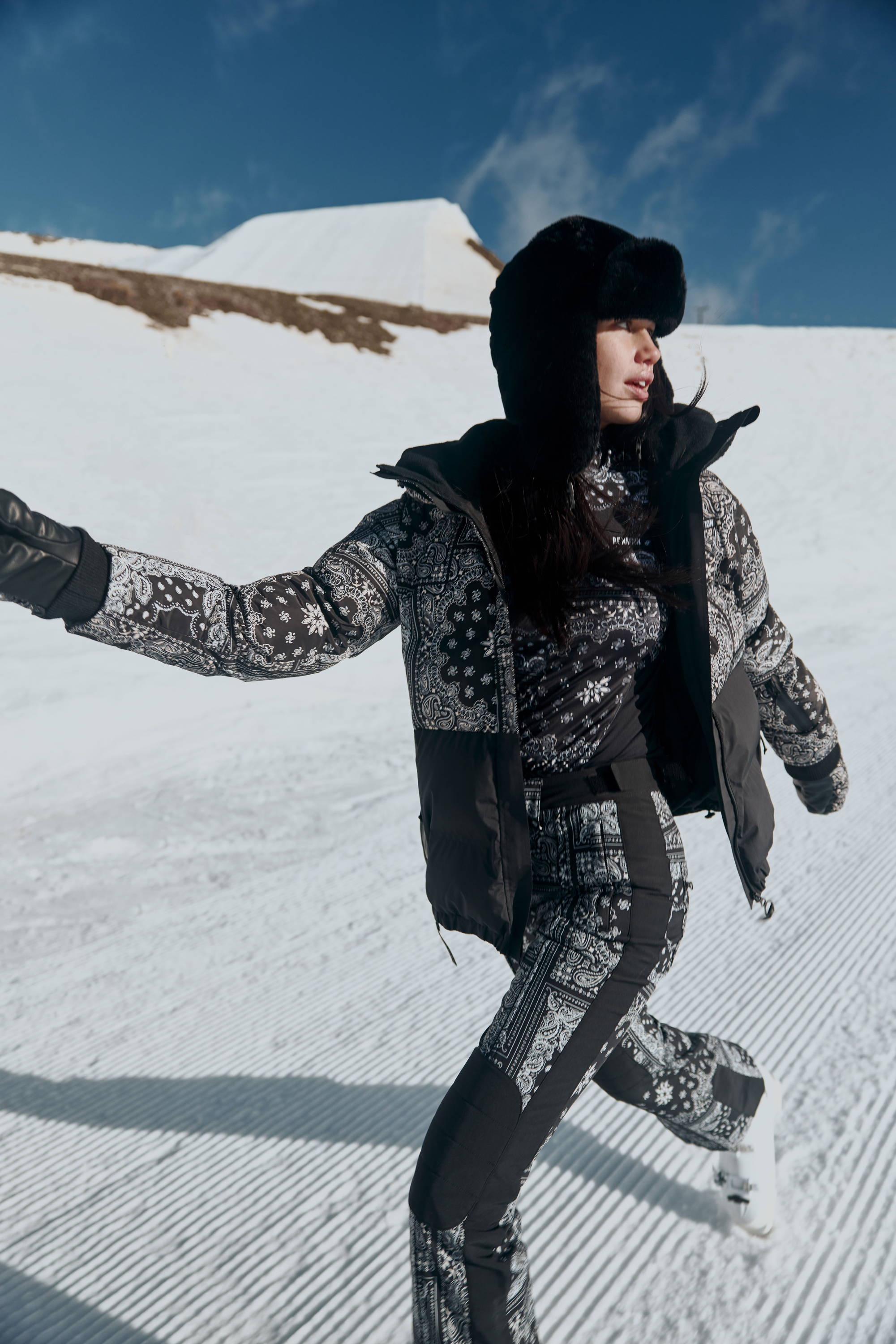 Bandana-Print Ski Suit for a Bold Apres Ski Statement — Apres Ski Outfits