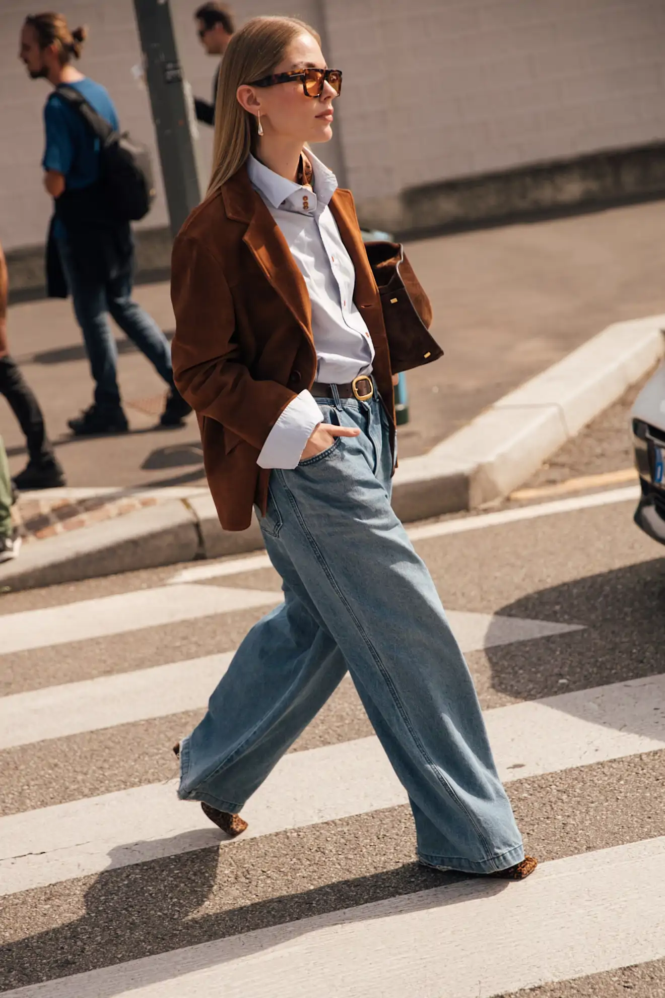 Suede Blazer and Leopard Flats for a Chic Twist — Preppy Winter Outfits