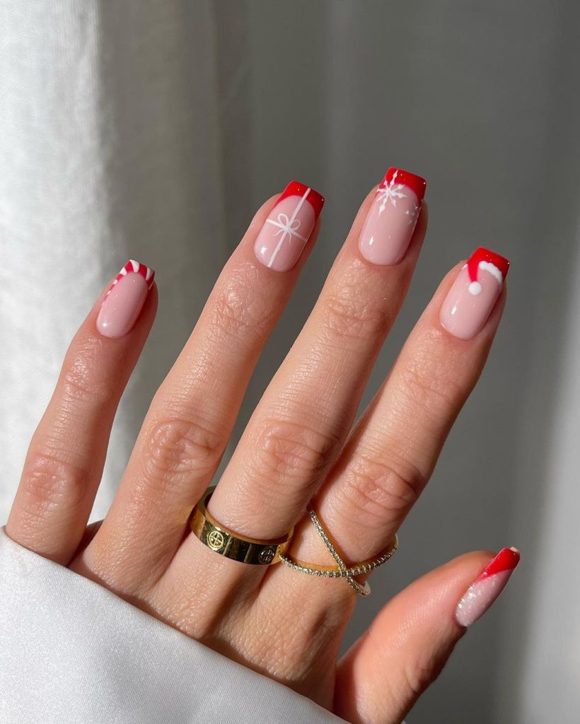 Short Nude Square Christmas Motifs Short Nude Square Christmas Motifs — Christmas Square Nails 2026