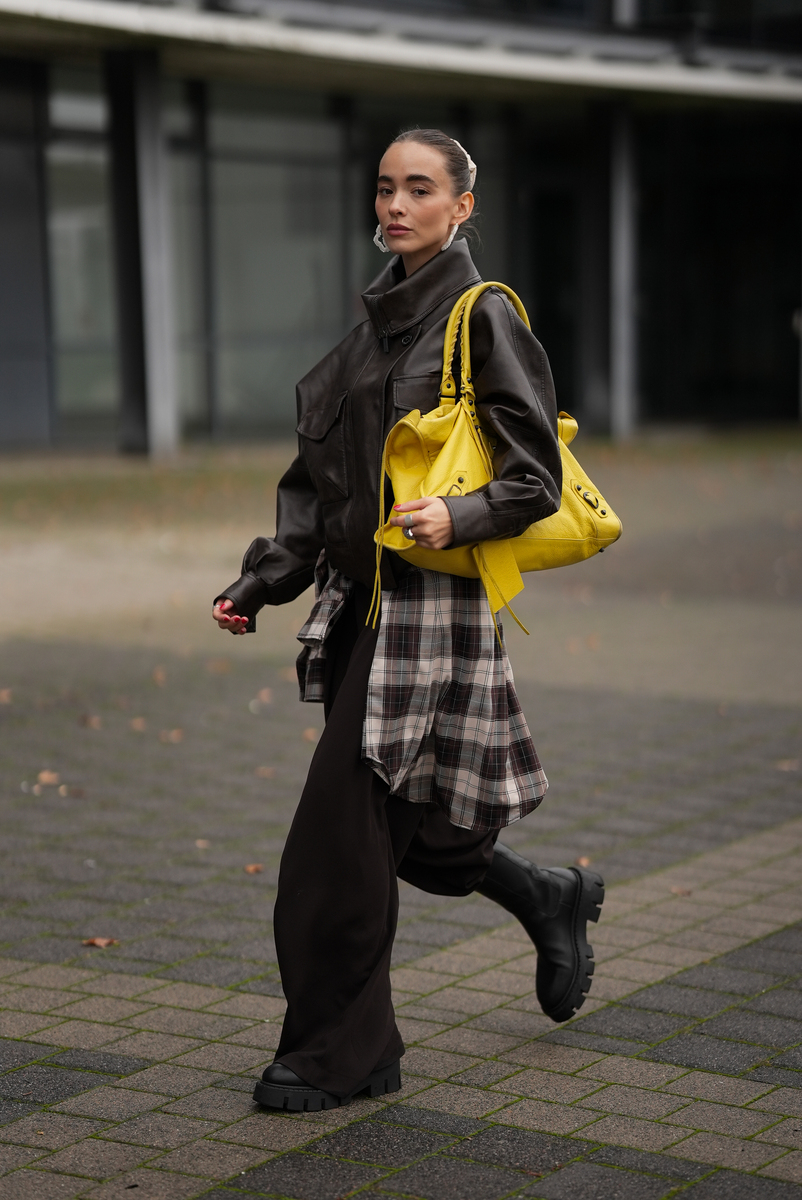 Leather Jacket and Plaid Shirt: A Grunge Staple — Grunge Winter Outfits
