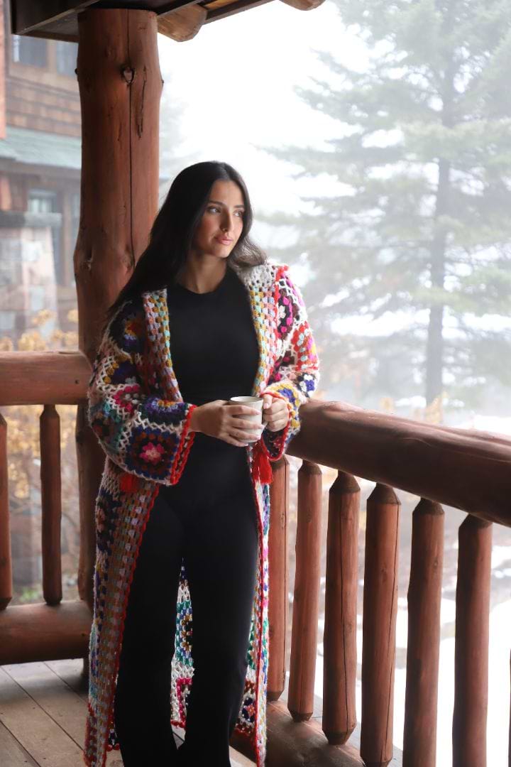 Boho Flair: Crocheted Duster and Black Basics Boho Flair: Crocheted Duster and Black Basics — Cabin Trip Outfits