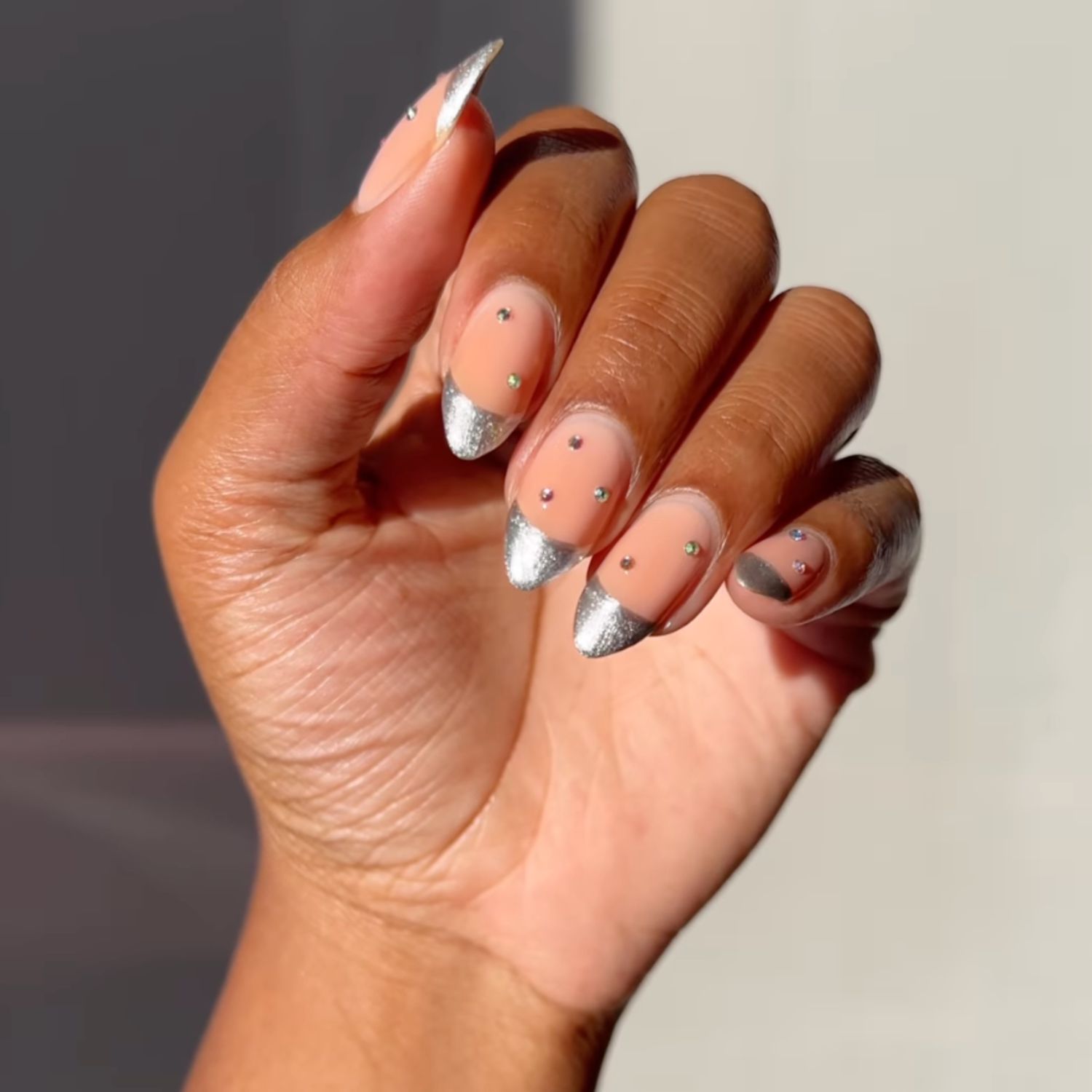 Sheer Nude Glitter French Rhinestone Sheer Nude Glitter French Rhinestone — Winter Acrylic Nails
