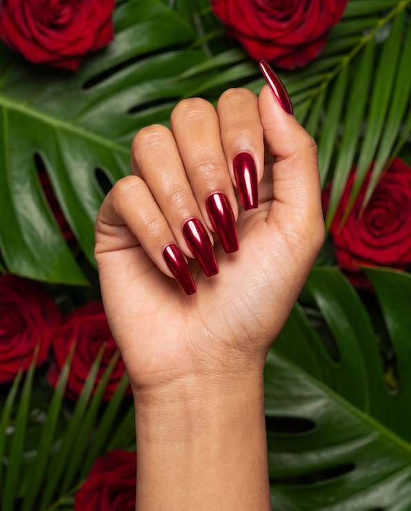 Vibrant Mirror Chrome Coffin Nails Vibrant Mirror Chrome Coffin Nails — Red Chrome Nails 2027