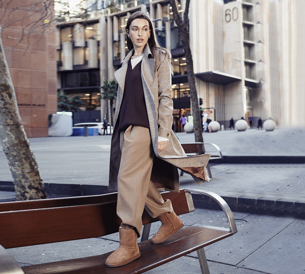 Plaid Trench Coat and Sweater Vest for Smart Casual Plaid Trench Coat and Sweater Vest for Smart Casual — Ugg Boots Outfits