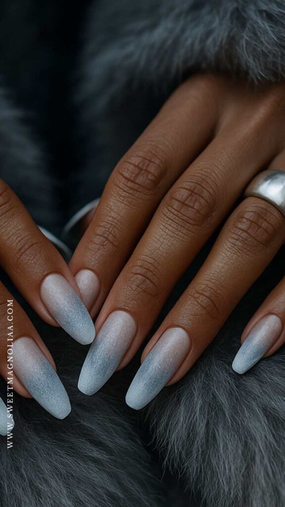 Cool Grey Matte Ombre Coffin Nails Cool Grey Matte Ombre Coffin Nails — Winter Ombre Nails