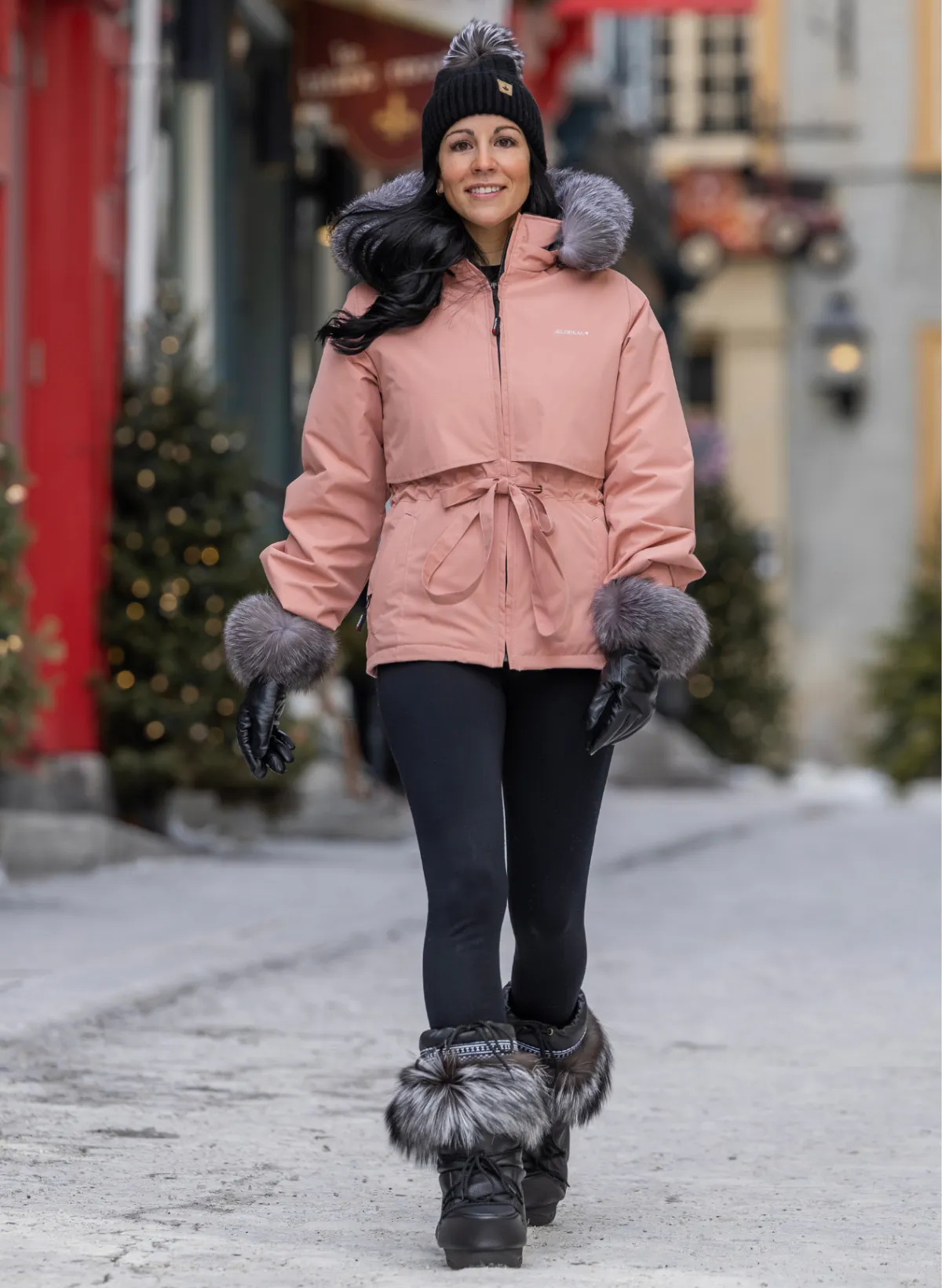 Ultimate Cozy: Pink Puffer with Fur Trim — Snow Day Outfits