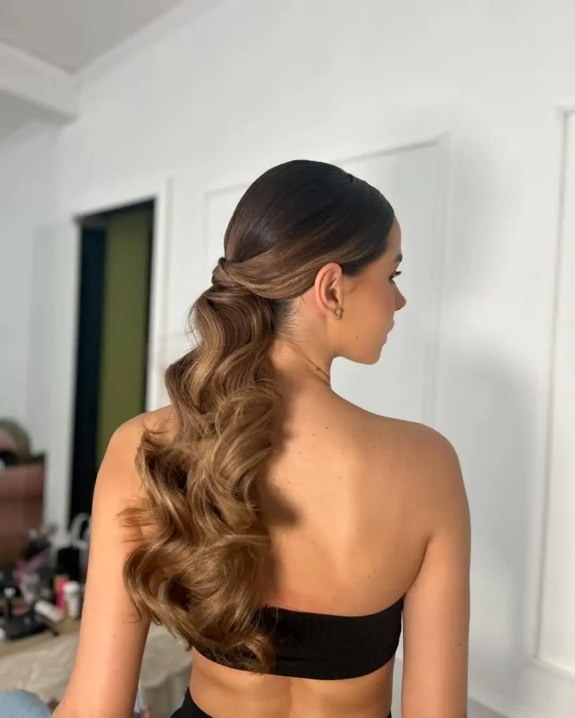 Low Ponytail With Twisted Accent And Deep Waves Low Ponytail With Twisted Accent And Deep Waves — Professional Hairstyles 2027