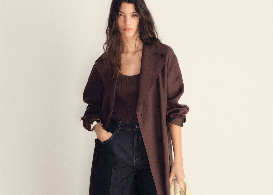 Rich Brown Coat with Matching Knit Top and Wide-Leg Jeans Rich Brown Coat with Matching Knit Top and Wide-Leg Jeans — Brown Coat Outfits