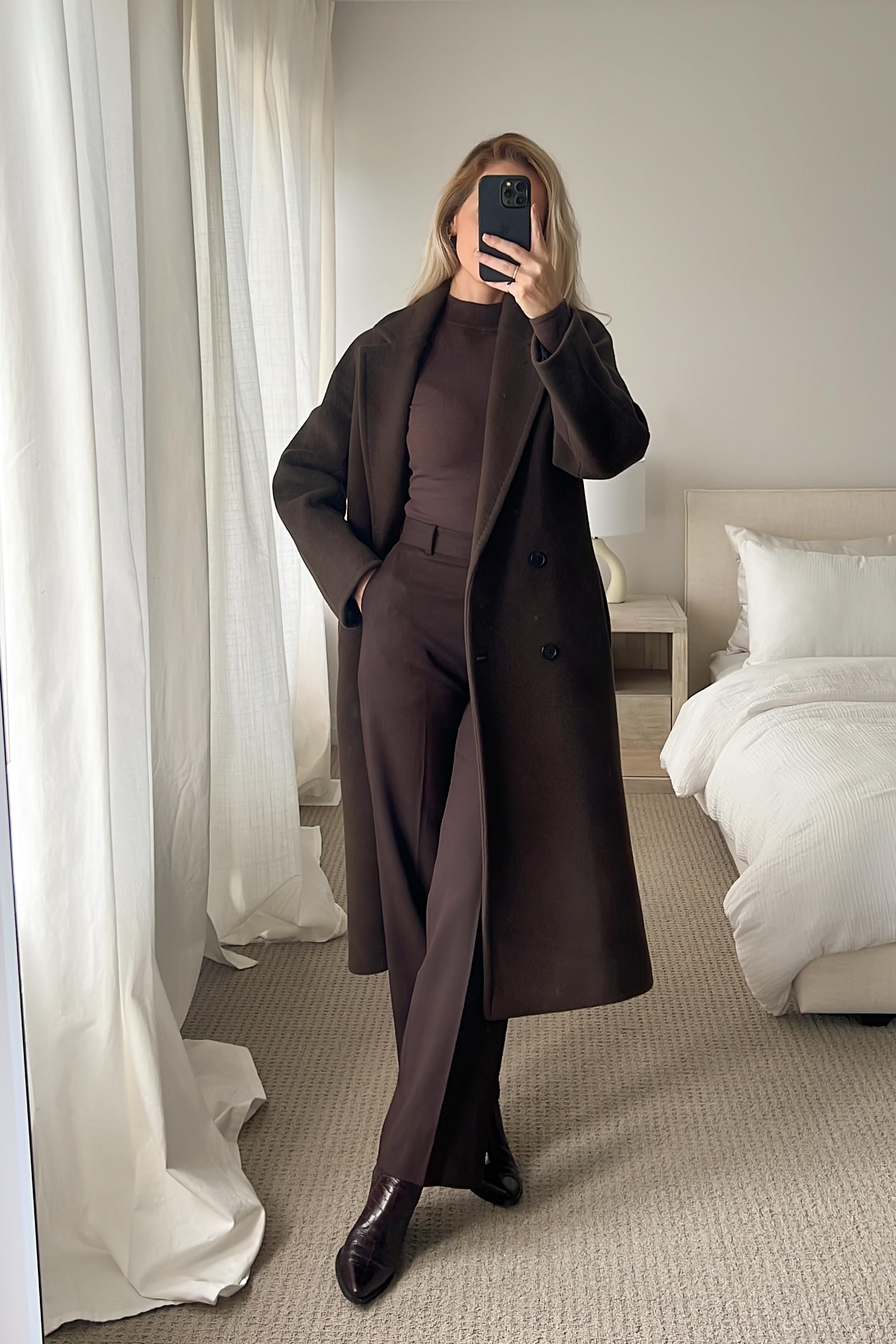 Monochromatic Brown Wool Coat Outfit Monochromatic Brown Wool Coat Outfit — Brown Coat Outfits