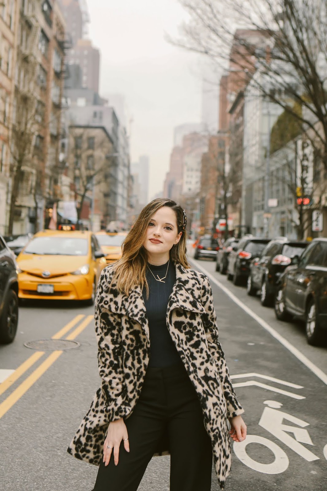 City Street Leopard Coat with Navy Sweater and Heels City Street Leopard Coat with Navy Sweater and Heels — Leopard Coat Outfits