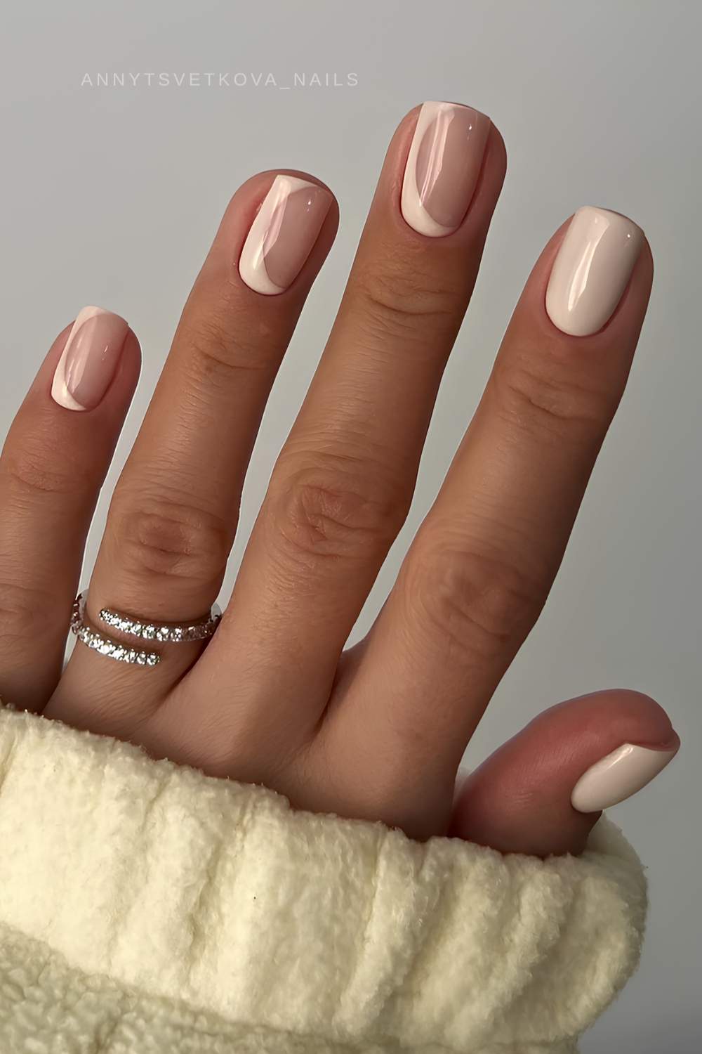 Nude Base with Off-White Half-Moon Tips — Neutral Nail Colors
