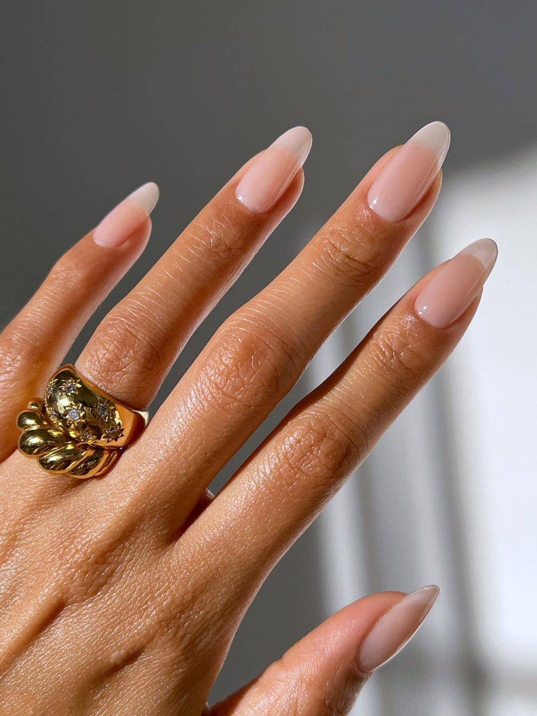 Classic French Manicure Long Almonds — Neutral Nail Colors