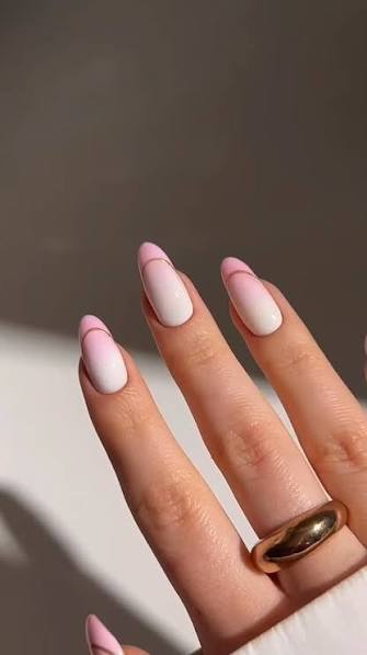 Delicate Rose Gold Line Pink White Ombre Delicate Rose Gold Line Pink White Ombre — ombre nail designs