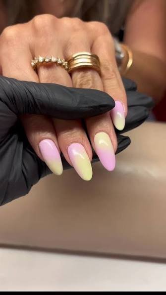 Sweet Spring Pink Yellow Coffin Ombre Sweet Spring Pink Yellow Coffin Ombre — ombre nail designs