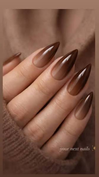 Autumnal Rich Brown Beige Stiletto Ombre Autumnal Rich Brown Beige Stiletto Ombre — ombre nail designs