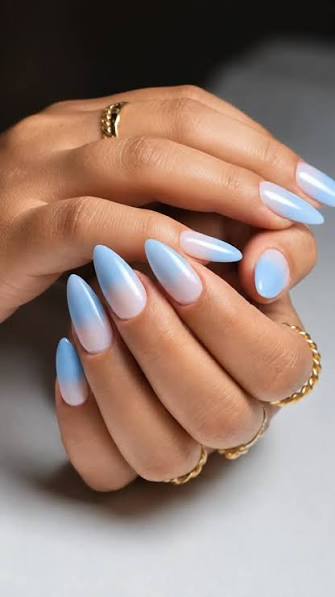 Soft Pale Blue White Shimmer Ombre Soft Pale Blue White Shimmer Ombre — ombre nail designs