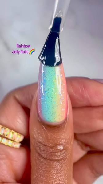 Sparkling Jelly Rainbow Square Ombre Sparkling Jelly Rainbow Square Ombre — ombre nail designs