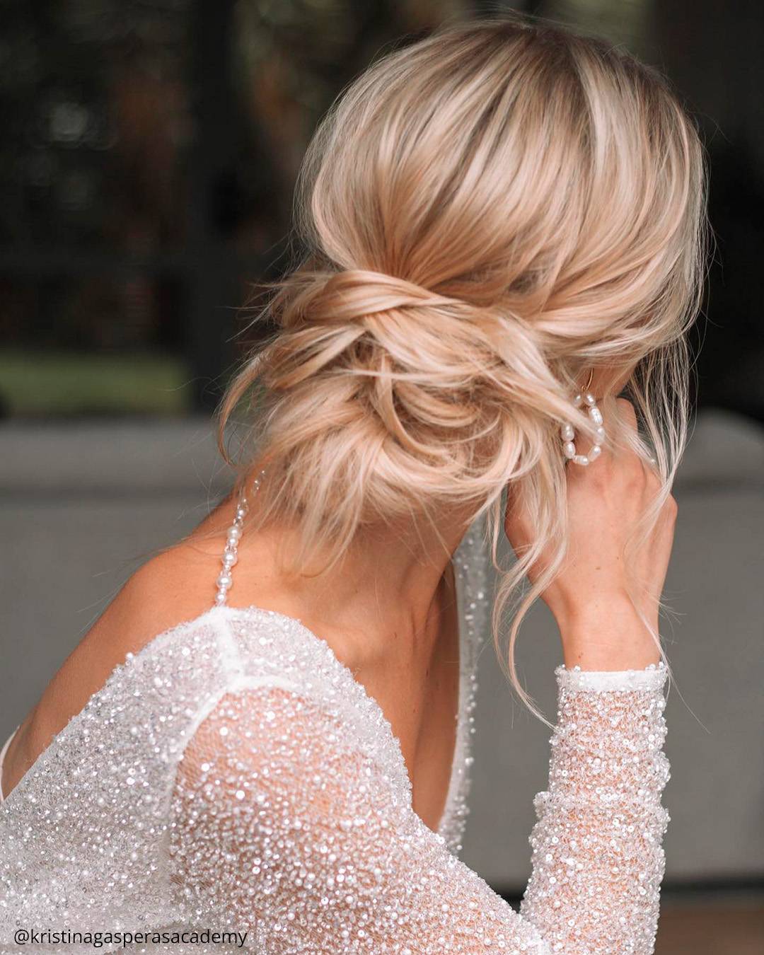 Romantic Ash Blonde Low Updo Romantic Ash Blonde Low Updo — Mother of the Bride Updos 2027