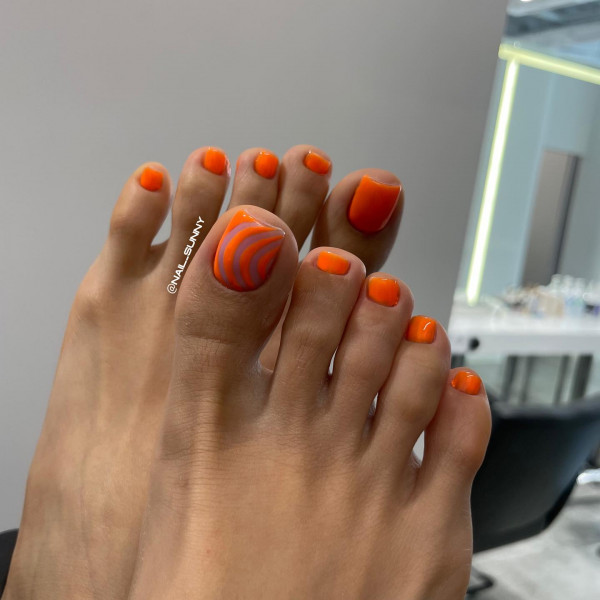Orange Purple Swirl Toe Nails Orange Purple Swirl Toe Nails — Vacation Toe Nails 2027