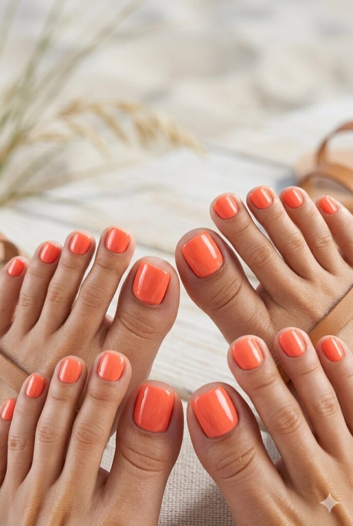Coral-Orange Summer Vacation Toes Coral-Orange Summer Vacation Toes — Vacation Toe Nails 2027