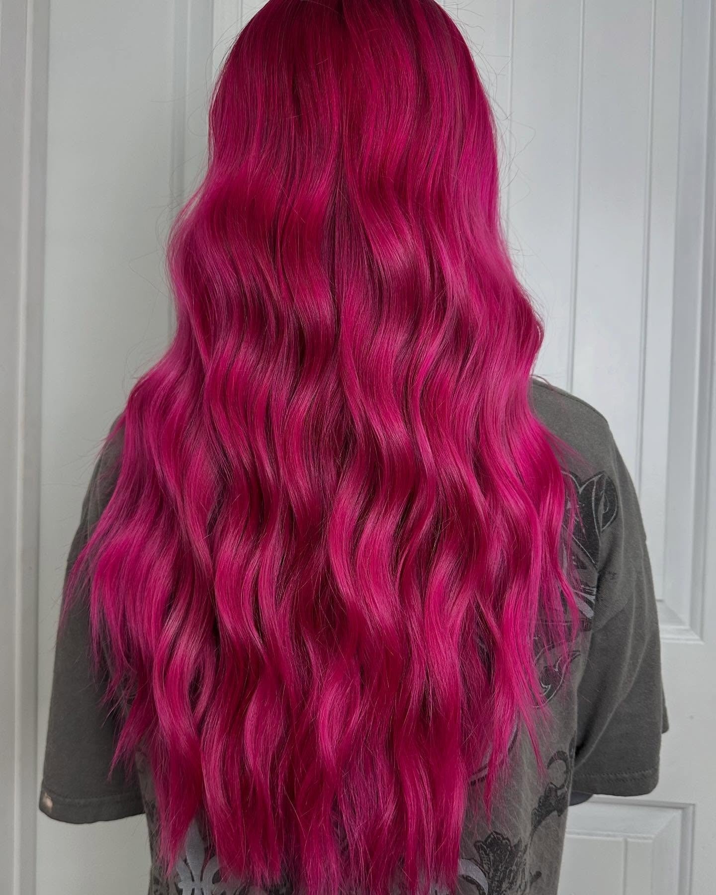 Thick Wavy Hot Pink Mid-Back — Pink Hair
