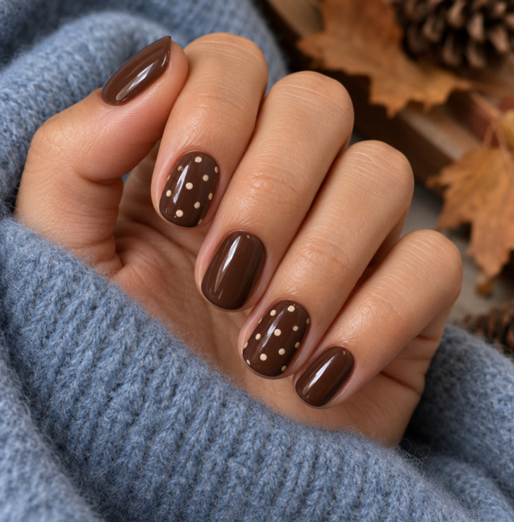 Chocolate Brown Polka Dot Nails — Brown Nail Designs